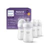 Clear baby bottles with Philips Avent branding, designed for 3-6 months old, featuring natural response nipples, no-drip design, and anti-colic valve, perfect for feeding babies.