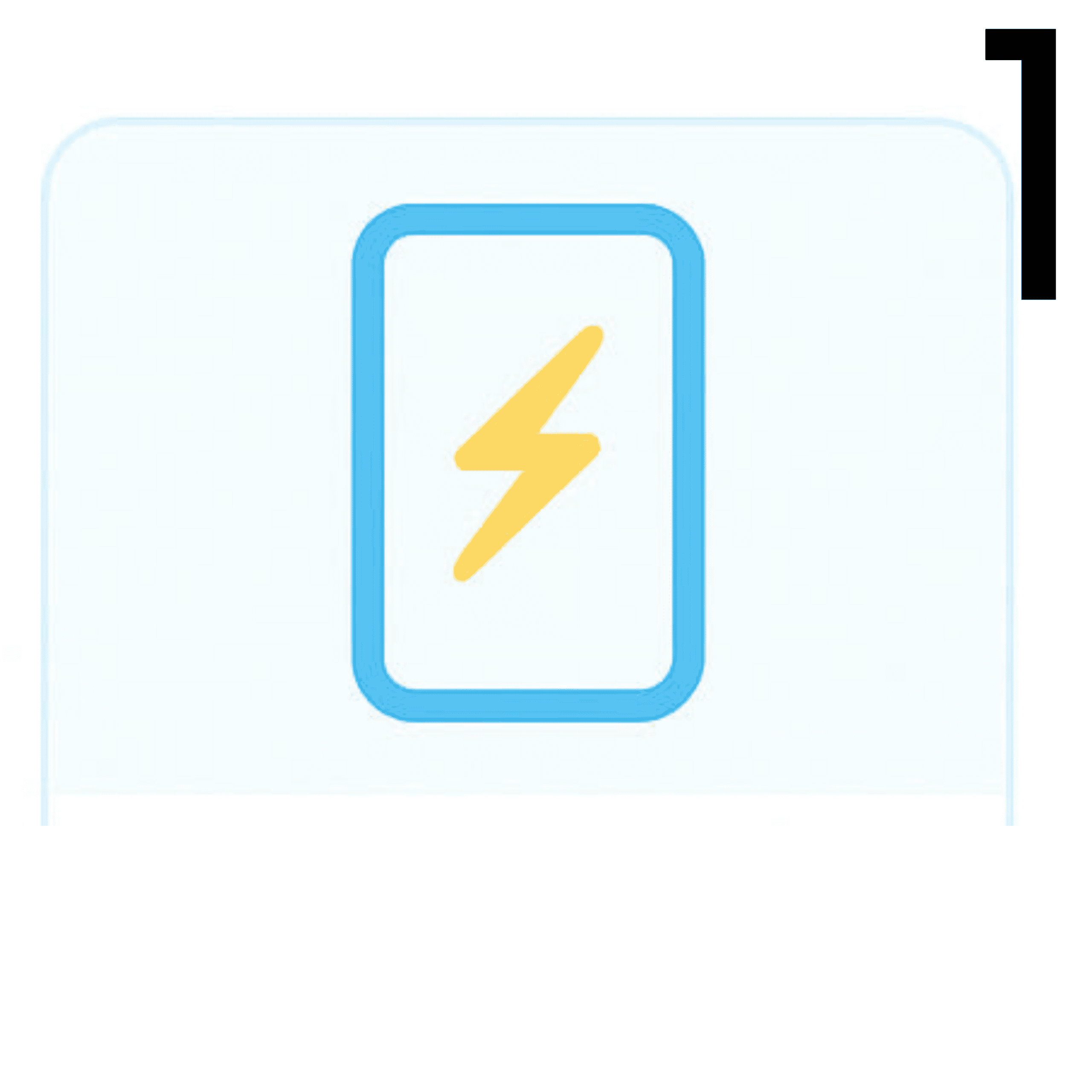 Mobile phone with a yellow lightning bolt symbol indicating fast charging or quick power delivery.