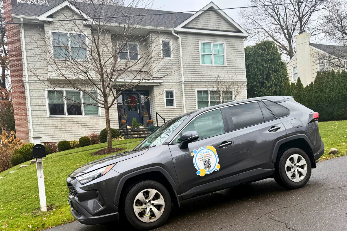 Mackadeley Louis — BabyDashNow delivery vehicle, Stamford CT baby essentials delivery